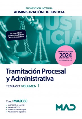 Cuerpo de Tramitación Procesal y Administrativa (promoción interna) Administración de Justicia. Temario. Volumen 1